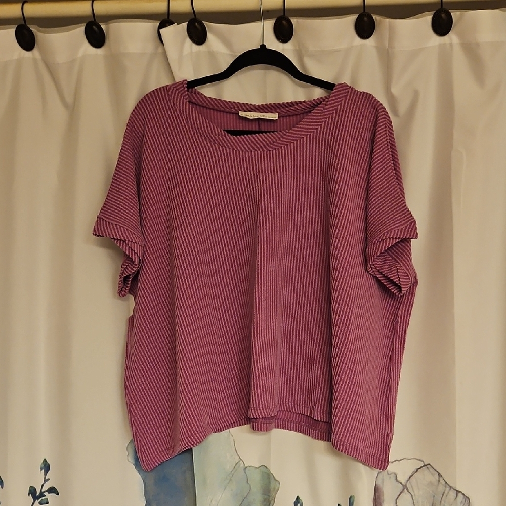New Zenana Outfitters Pink Dolman Sleeve Boxy T-Shirt